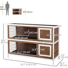 54" 2-Story Large Rabbit Hutch Bunny Cage Wooden Pet House Small Animal Habitat With Lockable Doors, No Leak Tray And Waterproof Roof For Rabbits, Chickens, Ducks, Outdoor/Indoor Brown - Cà phê nâu - Xem 7