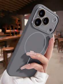 Ốp lưng điện thoại silicon mềm cao cấp, từ tính, sạc không dây, tương thích với iPhone 17Pro Max 17Pro 17 16 15 14 13 Pro Max, có nắp lưng bảo vệ ống kính từ tính. - màu đen - Xem 3