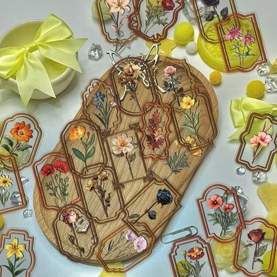 50张复古植物贴纸装饰套装，适用于手机壳、记事本、笔记本电脑、滑板、吉他、节日装饰，精美小礼物