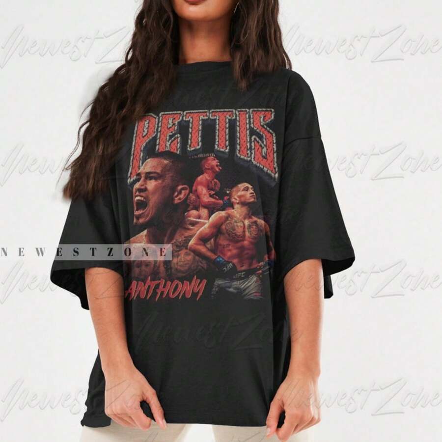 Anthony Pettis Shirt AmeriC1An Fighter C1AmiS1eta Limited JI1U JiT1Su 90s Retro C1hampions Fans Sweatshirt Vintage Graphic T1EE Sport Gift NZ127 - 黑色 - 查看 1