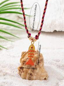 1 chiếc vòng cổ nhiều lớp phong cách Boho mùa hè dành cho nữ - Vòng cổ đính hạt với mặt dây chuyền hình sao biển, cá và cua, bộ vòng cổ phối hợp nhiều kiểu dáng mùa hè, trang sức đi nghỉ mát. - Nhiều màu - Xem 10