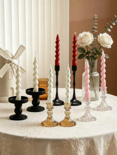 2pcs Nordic Style Spiral Candles - 7.09 Inch Scented Candles. Ideal For Creating Ambiance And Setting The Scene; Perfect For Home Decor, Restaurant Setting, Tabletop Display, Romantic Candlelight Dinner, Holiday Celebration, Family Gathering, And Hotel Decoration. A Thoughtful Gift For Women, And A Multi-Functional Candle Suitable For All.