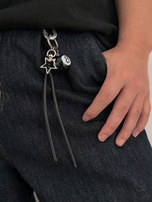 1pc Punk Hip-Hop Waxed Thread Braided 8-Ball Star Pendant Charm Jeans Chain, Keychain, Vintage Fashion, Suitable For Vacation, Party, Casual, Street Shooting, Wedding, Anniversary, Gift For Men And Couples - Pants Chain - View 9
