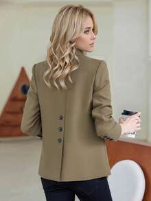 2026春秋新款咖啡棕色后开衩西装外套，高端女神优雅女士西装上衣 - 咖啡棕 - 查看 9