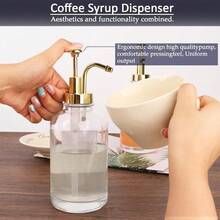 2Pcs Gold Glass Olive Oil & Coffee Syrup Dispenser Bottles, Multi-Purpose Kitchen Cooking Oil Dispenser With 9 Labels, Ideal For Coffee Bar, Home Cooking & Kitchen Organization - View 5