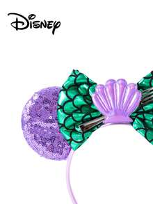 Disney 1件紫色+綠色+紫色貝殼圖案亮片髮箍，派對頭飾，趣味拍照道具，適合生日派對，髮飾配件 - 彩色 - 查看 2
