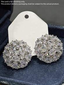 1 par de pendientes de botón elegantes con circonita cúbica, adecuados para mujeres, bodas, compromisos, aniversarios, fiestas, Día de San Valentín y otras ocasiones - 1# - Ver 12