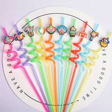 WJLLMYBAKING 10PCS Circus Theme Straws Clown Styling Plastic Straws Reusable Spiral Fun Straws Party Decoration Supplies - View 3