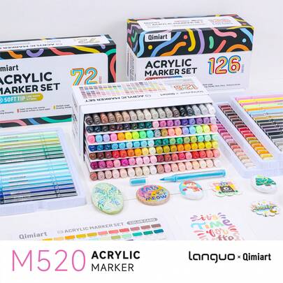 Bộ bút dạ acrylic, đầu bút lông nylon mềm, độ rộng nét 0.7-5mm, thích hợp để vẽ viền và tô màu, màu sắc phong phú, sáng tạo hơn, độ bám màu cao, chống lem, độ che phủ tốt, phù hợp cho các hoạt động DIY và sáng tạo nghệ thuật.