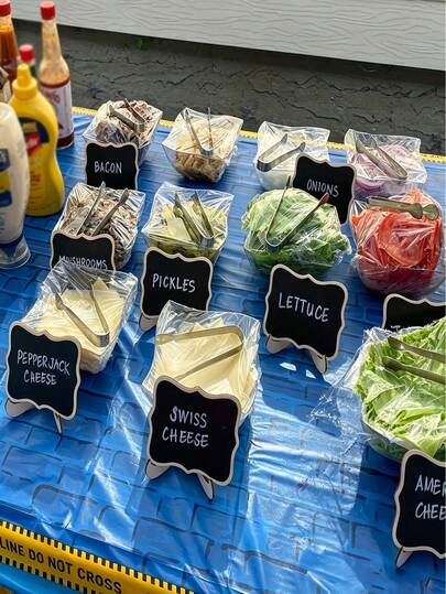 6件套迷你黑板套装，含笔和支架 - 小型黑板、留言板和标牌展示板。非常适合用于婚礼、生日派对、桌号标记、食品标签，以及作为各种特殊活动的装饰点缀、派对装饰、婚礼用品和生日礼物。