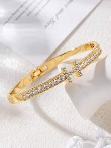 Bộ 2 vòng tay chữ H mạ vàng 18K thời trang tối giản, thanh lịch, phù hợp cho mọi mùa. - Bạc - Xem 9