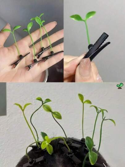 Bộ 30/20/10 chiếc kẹp tóc hình mầm đậu xanh, phụ kiện tóc tự làm từ cây cỏ, kẹp tóc hình cỏ mini dễ thương, kẹp tóc mái, kẹp tóc mầm đậu xanh ngộ nghĩnh, thích hợp cho người lớn, trường học, họp mặt gia đình, phụ kiện tóc, đồ dùng học tập