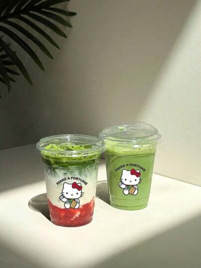 SANRIO 5/10 Transparent Plastic Drinking Cups, Disposable Cups, DIY Iced Coffee Smoothies, Cold Drinks, Strong Straight Drink Cups, Milkshakes, Hot Cocoa, Birthday Party Supplies, Disposable Popular Cold Drinks, Milk Tea Cups, Plastic Packaging, Straight Tubes, Dudu Cups, Suitable For Dessert Shops, Cake Shops, Hotels, Birthday Parties, Weddings, Festivals And Celebrations. Reusable