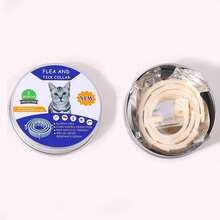 1 chiếc vòng cổ điều chỉnh được cho thú cưng chống bọ chét, ve và muỗi, không mùi, không nhờn, chống thấm nước, diệt bọ chét, ve và ấu trùng. - trắng - Xem 5