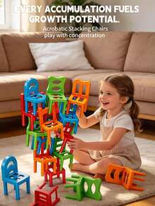 24pcs Random Color Stackable Building Block Chairs Toy, Multi-Person Interactive Tabletop Creative Educational Leisure Board Game, Children's Thinking Training Toy, Children's Game, Stacking Toy, Multiple Play Modes, Stress Relief Toy, Children's Party Gift - Multicolor - View 4