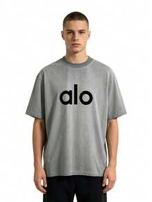 Alo Yoga American Retro Distressed Washed Short-Sleeve Loose T-Shirt, Casual And Slimming Unisex Top - Xem 4