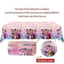 1件装女孩图案一次性防水PE桌布，适合生日派对和节日聚会（款式随机） - 彩色 - 查看 11