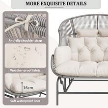 Garden Rocking Chair For Two Patio Hanging Chair Outdoor Swing Egg Chair Rocking Chair Garden Swing Porch Swing For The Garden Balcony Or Terrace Gray - Gray + PE Rattan+Iron+Waterproof Fabric - View 4