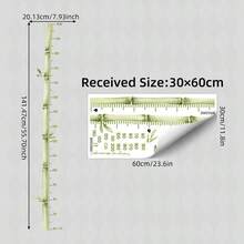 1张水彩竹子身高测量墙贴，可移除身高测量尺PVC贴纸，天然竹子身高测量图，适用于儿童房、婴儿房门装饰 - 彩色 - 查看 4