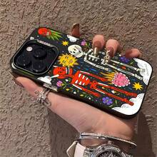 Tema de esqueletos del Día de Muertos, sol y corazónfunda de teléfono Fundas compatibles con ,Apple,VIVO,OPPO,,, y Honor.Fabricadas en silicona TPU,ofrecen protección contra golpes y caídas. - Negro - Ver 5