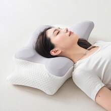 Almohada de cuello con forma de cuerno de buey de espuma de memoria con funda, almohada de cuerno de buey de buen soporte, almohada de avión, almohada de mariposa - Morado - Ver 4