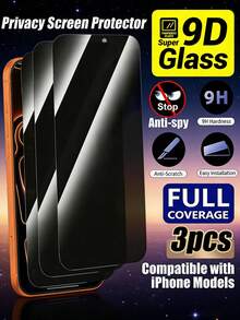 3片装全覆盖防窥钢化玻璃屏幕保护膜，保护屏幕隐私，防刮防撞，触控灵敏，兼容苹果X/XR/11/12/13/14/15/16/16 Plus/16 Pro/16 Pro Max/16e/17/17 Air/17 Pro/17 Pro Max/17e系列 - 灰色 - 查看 14