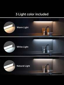 1pc Ultra-Thin LED Smart Sensor Cabinet Light, LED Super Slim Strip Light, Stair Light, Rechargeable Wall Light, Smart Sensor Cabinet Light, Motion Sensor Night Light, Indoor Sensor Light, Under Cabinet Kitchen Light, Available In Black And White, USB Charging, 3-Color Dimming, Wireless Installation, For Home, Cabinet, Wine Rack, Kitchen, Kitchen Lighting, Stairs, Hallway, Bedroom, Bedside - LED Ultra-thin Sensor Light - View 11