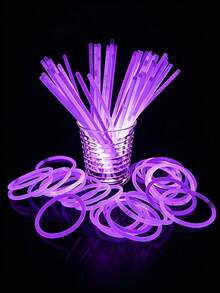 100/50pcs 8-Inch Colorful Glow Sticks Set, High Quality Super Bright Glowing Sticks, Glow Decor, Luminous Effect, Long-Lasting Glow, Add Radiance To Parties - Purple - View 6