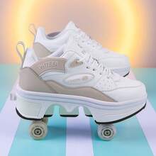 Men's One-Button Retractable Heelies, Convenient Carry, Walkable & Rapid Skating Roller Shoes, Men's Wheeled Sports Shoes, Men's Heelies, Unisex All Season - Apricot - View 9
