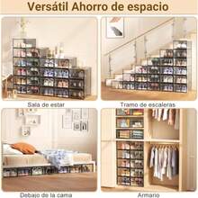 Juego de 12 Cajas para Zapatos Plástico Transparentes con 12 Fundas Antipolvo - Multiusos para Sala Dormitorio Clóset - Ver 6