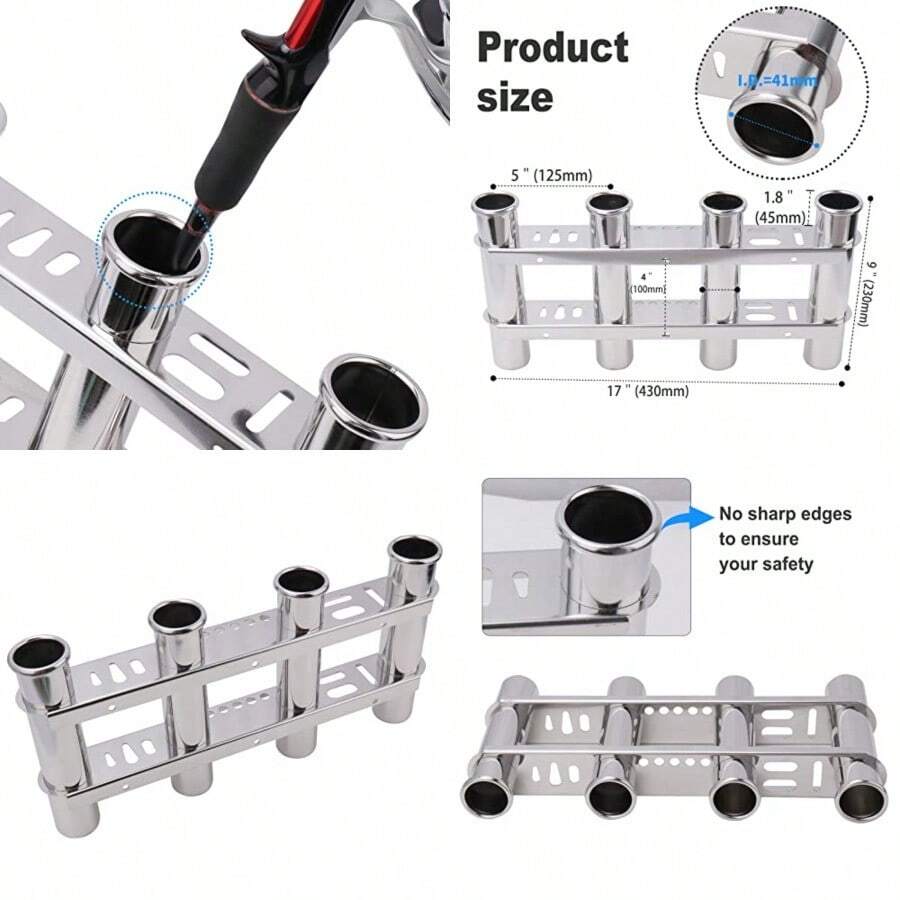 Soporte para caña de pescar acero inoxidable 304 soporte para caña de pescar para barco marino barco de pesca - Plateado - Ver 1