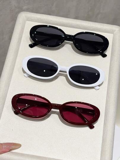 1-3pcs Women Plastic Oval Frame Multicolor Street Style Classic Modern Simple Style Shades Basics Fall Winter All-Match Fashion Eyeglasses Combination For Street-Photography Beach Party Tropical Beach Vacay Suitable For All Face Shapes Music Festival Decoration