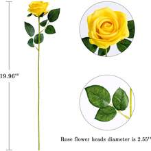 5 piezas de Flores de Rosa Artificial, Ramo de Novia de Terciopelo Falso, Rosas de Seda Simuladas, para Decoración Interior, Decoración de Halloween, Decoraciones de Flores Artificiales, Fiesta de Boda, Decoración del Hogar, Decoración Interior y Exterior, Arreglo Floral de Jarrón - Amarillo - Ver 3