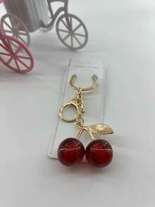 1pc Unique Shiny Cherry Shaped Pendant, New Cherry Crystal Pendant, Keychain Pendant, Cherry Decor Keychain With Buckle, Shiny Resin Product, Suitable For Bag Accessories, Suitable For Women's Handbags - Multicolor - View 8