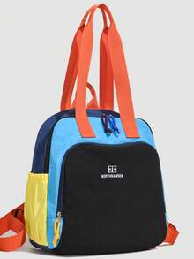 1 pieza Mochila de senderismo para hombre de gran capacidad, ligera, de nailon con bloques de color, con múltiples bolsillos y cierre de cremallera, para actividades al aire libre y campamento - Multicolor - Ver 10