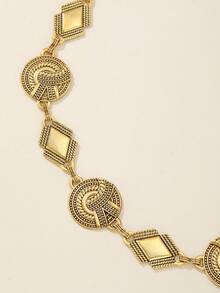 女士心形波西米亚风锌合金腰带，适合日常佩戴 - 金色 - 查看 5