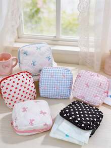 Cartoon Sanitary Pad Storage Bag, Tissue Paper Storage Bag, Lipstick Makeup Bag, Toilet Paper Storage Bag, Multi-Function Sanitary Pad Storage Bag, Large Capacity Portable Bag, Sanitary Pad Storage Box/Bag, Women's Menstrual Products - Multicolor - View 2