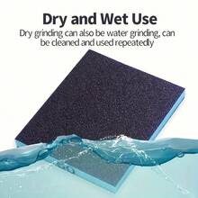 3pcs Sandpaper Sponges, Coarse, Medium, Fine Grit Sandpaper, Suitable For Metal, Wood, Glass, Washable And Reusable - Blue - View 4