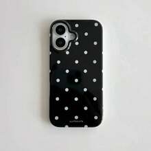 A Stylish Phone Case With A Simple And Cute Design, Featuring A Black And White Polka Dot Pattern, Suitable For IPhone 11 To 17 Series, Including Pro Max Versions. - White - View 2