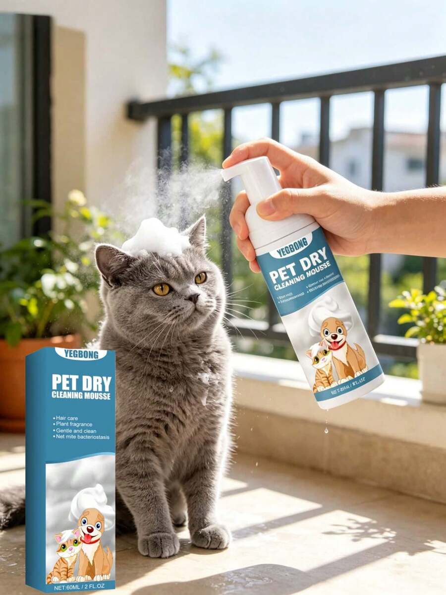 Trockene Wasch-Mousse Shampoo für Haustiere, wasserloses Reinigen für Kätzchen & Welpen, entfernt Gerüche & weicht das Fell auf