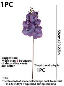 1pc Artificial Phalaenopsis Orchid Flower, Suitable For Wedding Party Decor, Cake Decor, Home Living Room Tabletop Decor, Autumn Party Decor, Harvest Tabletop Decor, Wreath Decor - Purple - View 3