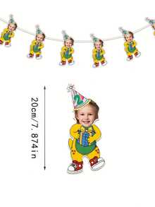7/14/21pc Custom Face Barney Birthday Banner, Personalized Photo Party Garland,Barney Dinosaur Themed Party Decor | Birthday Party Supplies | Photo Booth Prop | Flags Funny,Personalized Gifts,Party Favors - Multicolor - View 4