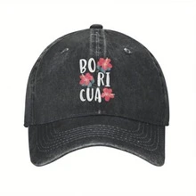 American Retro Washed And Distressed Baseball Cap T Shirt Polico Flower Latin American Puerto Rico Puerto Rico T Shirt Popular Style Washed And Distressed Baseball Cap Brand Washed Distressed Curved Brim Hat Hip-Hop Style - Baseball Cap - View 2