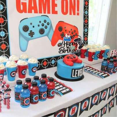 Game-Themed Cake Toppers, Thick Cardboard Construction, Suitable For Birthday Party Dessert Table, Bakery Birthday Celebration, Birthday Party Decoration