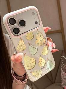 Cute Cartoon Pear Pattern Soft Phone Case Compatible With IPhone 17 Pro Max 17 Pro 16 15 14 13 Pro Max Lovely Fruit Shockproof Back Cover Cases - Pear - View 1