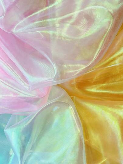 1件彩虹色激光全息面料，彩色雪纺背景装饰，舞台表演服装DIY预裁面料