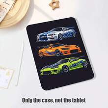 1pc Flip Cover Tablet Case With Pen Slot, Racing Pattern, 360° Rotating Stand, Built-In Pen Slot, PU Leather Case With Auto Sleep/Wake Function, Compatible With Huawei/Apple/ And Other Popular Models, Suitable For Back To School, Valentine's Day, Holiday Gifts - Multicolor - View 2