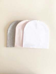 3pcs/Set Infant Girls' Solid Color Hat With Top Knot For Spring And Autumn - Multicolor - View 10