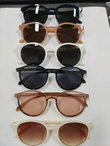 6pcs/1pc Round-Framed Glasses For Girls - A Hot-Selling, Simple, And Stylish Item - Suitable For Daily Commutes, Beach Vacations, And Outdoor Activities. - Multicolor - View 7