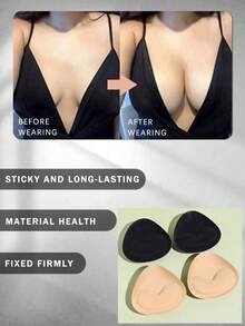 4 PCS Reusable Adhesive Push-Up Bra Inserts, Invisible Lift Breast Pads, Self-Adhesive Bra Liners For Swimwear, Bikini, Backless Dresses - Multicolor - View 4